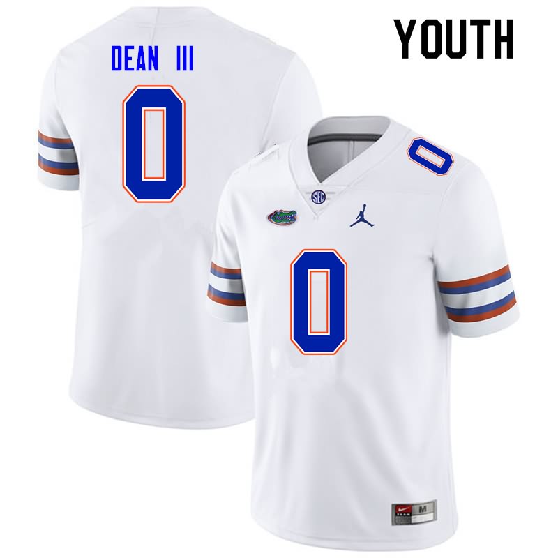 NCAA Florida Gators Trey Dean III Youth #0 Nike White Stitched Authentic College Football Jersey ZSY7164WJ